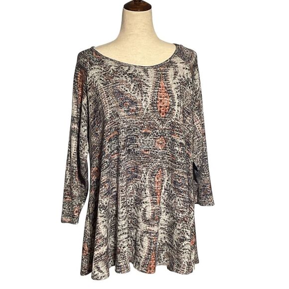 Cha Cha Vente Paisley Scoop Neck Tunic Top XL - Picture 3 of 9